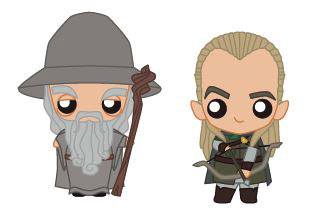 POKIS - Le Seigneur des Anneaux - Figurine caoutchouc : Gandalf & Legolas